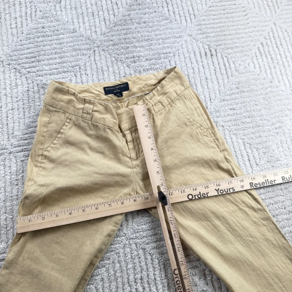 Banana Republic Wide Leg Linen Pants Womens 00P Tan Quiet Luxury Coastal Office